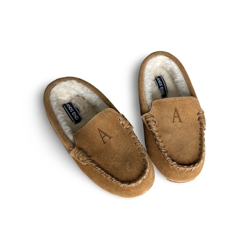 Lands End Boys Suede Moccasin Slippers